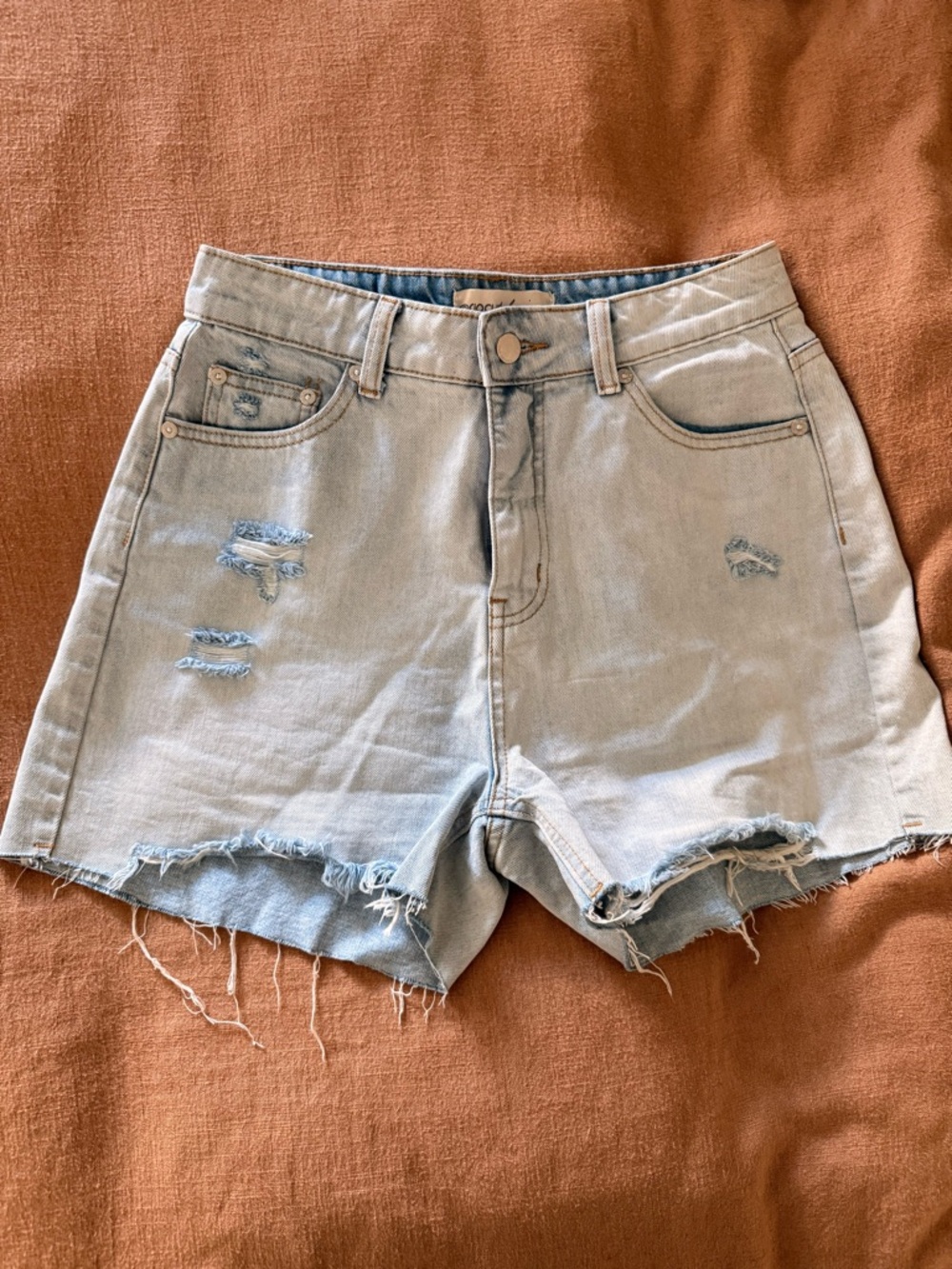Rip Curl Light Wash Distressed Denim Shorts
